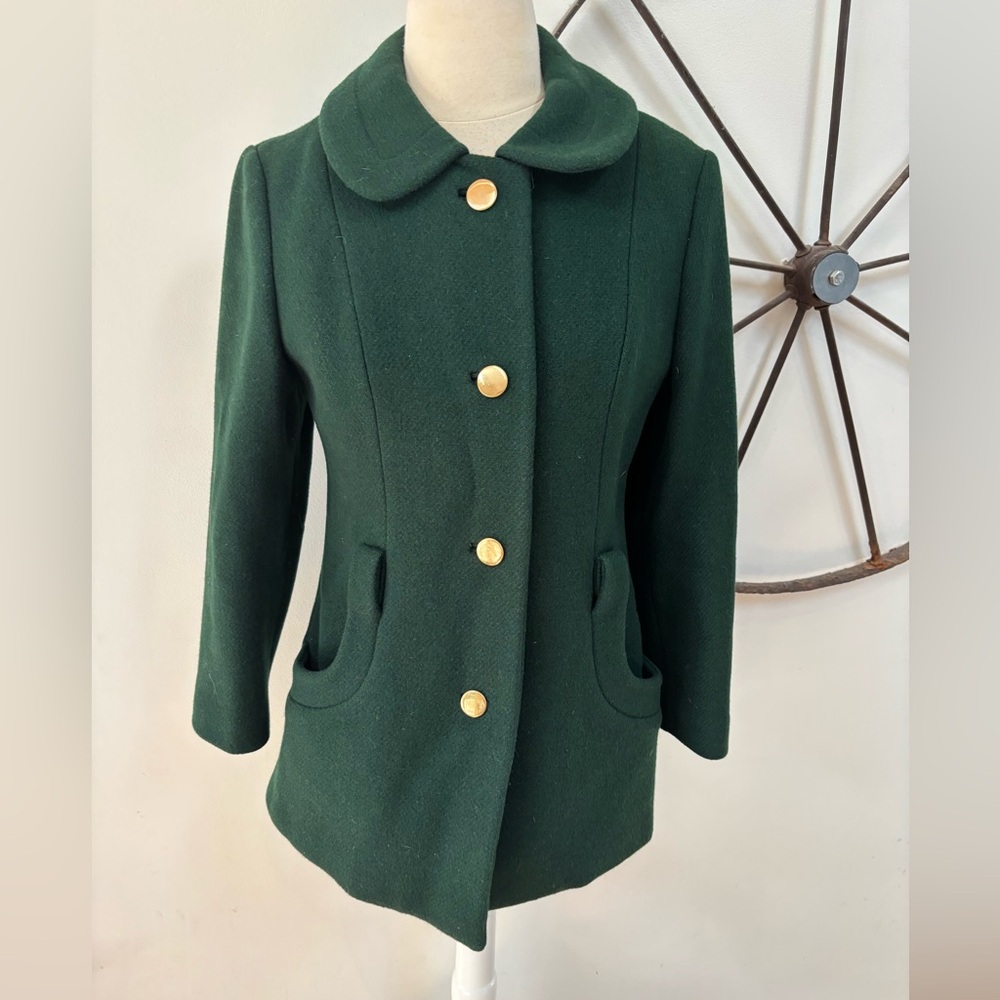 Vintage 1970s union made Kirkland Hall green wool pea coat